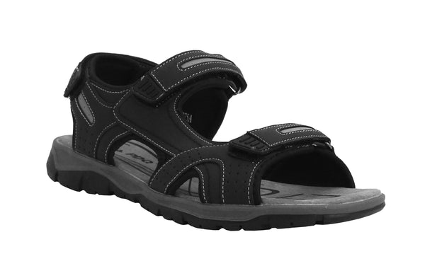 PDQ Mens Black Triple Touch Fasten Outdoor Hiking Sports Sandals