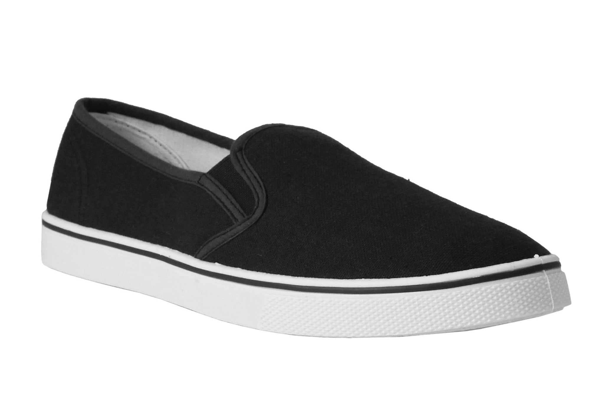 Mens Black Canvas Slip On Pumps