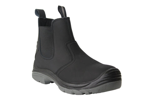 Grafters Mens Black Coated Leather Steel Toe Cap Safety Dealer Boots