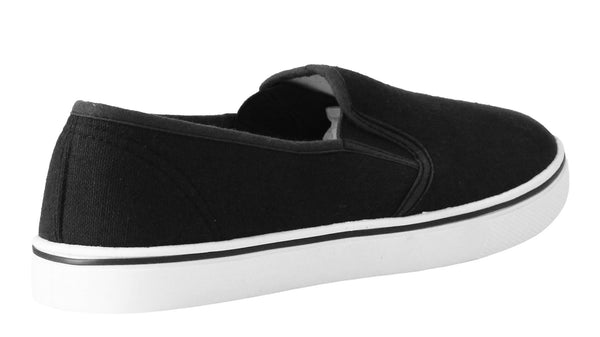 Mens Black Canvas Slip On Pumps