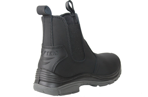 Grafters Mens Black Coated Leather Steel Toe Cap Safety Dealer Boots