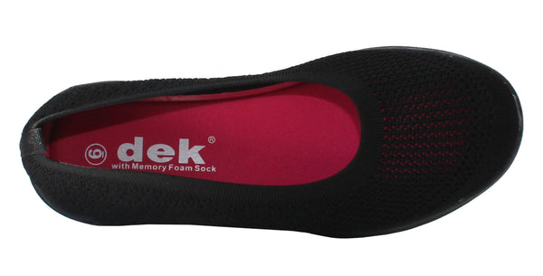 DEK Womens Black Slip On Memory Foam Go Walk Trainers