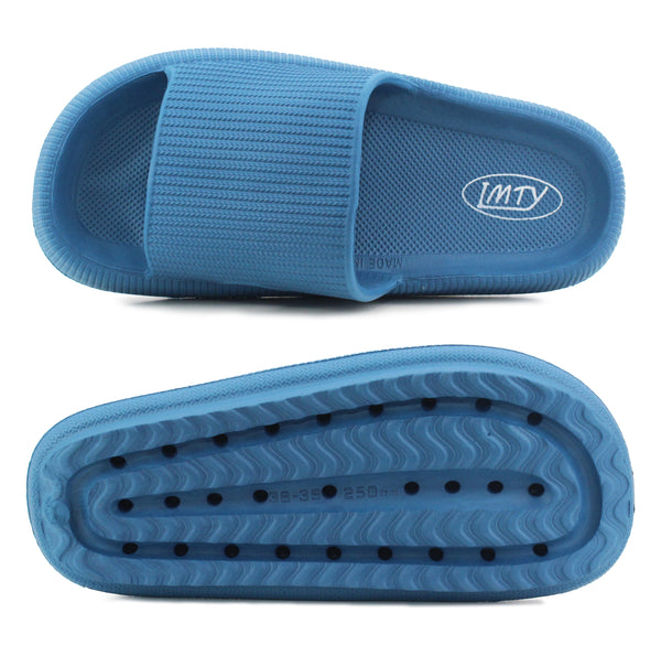 IMTY Womens Chunky Fashion Sliders in Blue