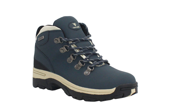 Wyre Valley Womens Blue Waterproof Leather Lace Up Memory Foam Hiking Boots