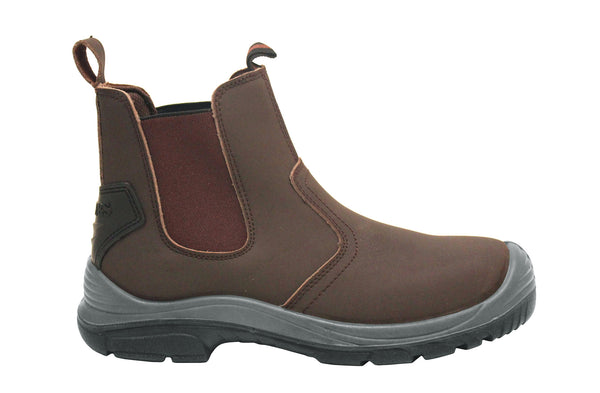 Grafters Mens Brown Coated Leather Steel Toe Cap Safety Dealer Boots