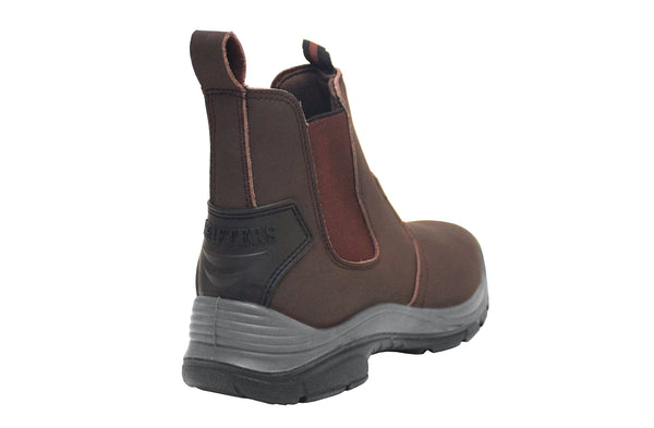 Grafters Mens Brown Coated Leather Steel Toe Cap Safety Dealer Boots