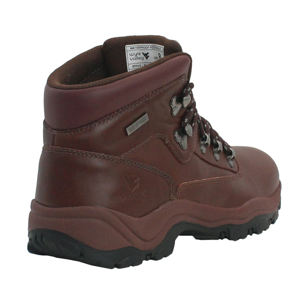 Wyre Valley Mens Brown Leather Waterproof Lace Up Memory Foam Hiking Boots