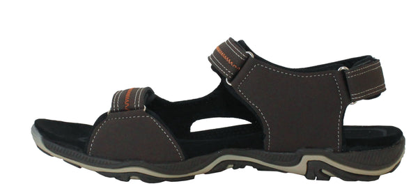 PDQ Mens Brown Triple Touch Fasten Outdoor Hiking Sports Sandals