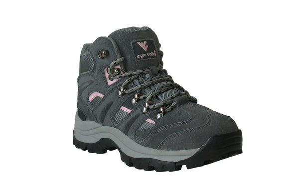 Wyre Valley Womens Grey Waterproof Genuine Leather Lace Up Memory Foam Hiking Boots