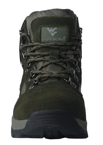 Wyre Valley Mens Khaki Suede Waterproof Leather Breathable Lace Up Memory Foam Hiking Boots