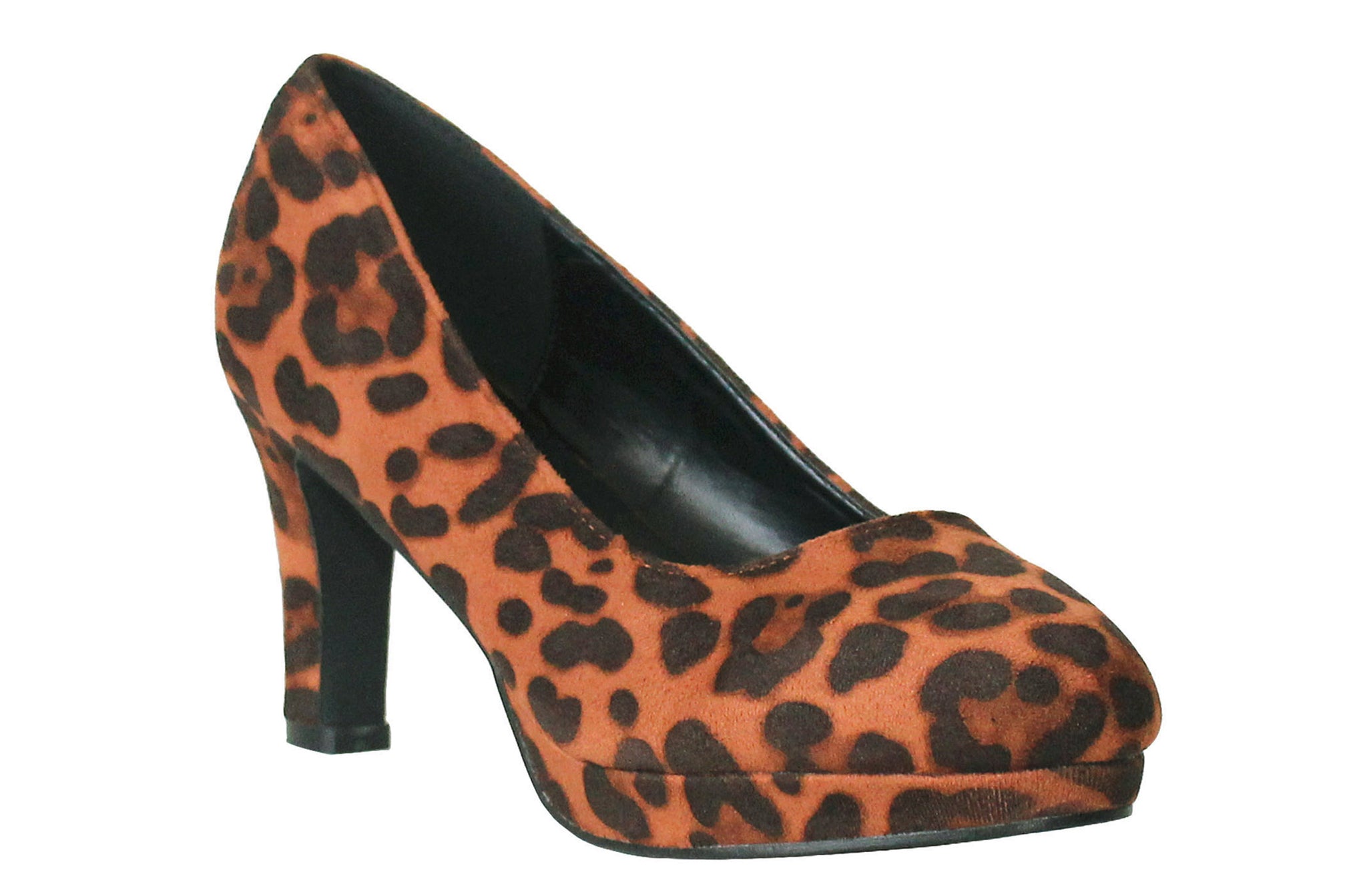 Womens Brown Leopard Print High Heel Platform Court Shoes