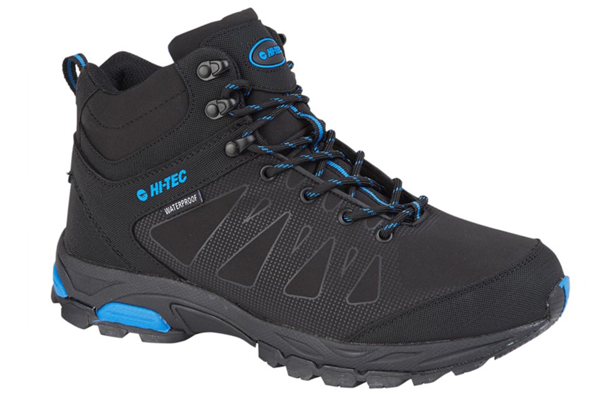 Hi-Tec Mens Black Blue Waterproof Hiking Boots