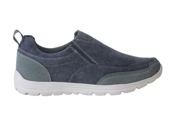 DEK Mens Navy Denim Memory Foam Slip On Go Walk Trainers