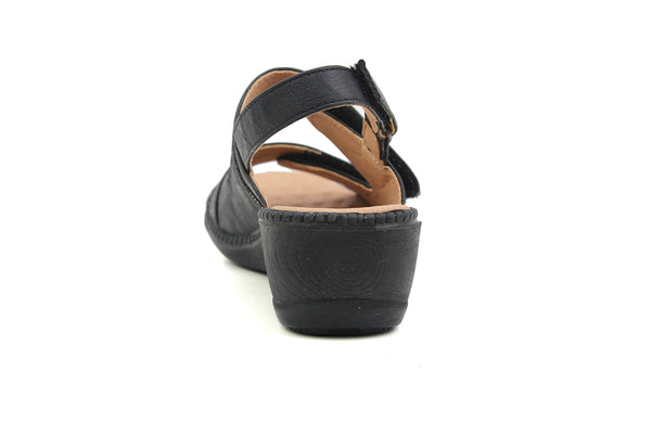 Cushion Walk Womens Black Low Wedge Touch Fasten Slingback Sandals