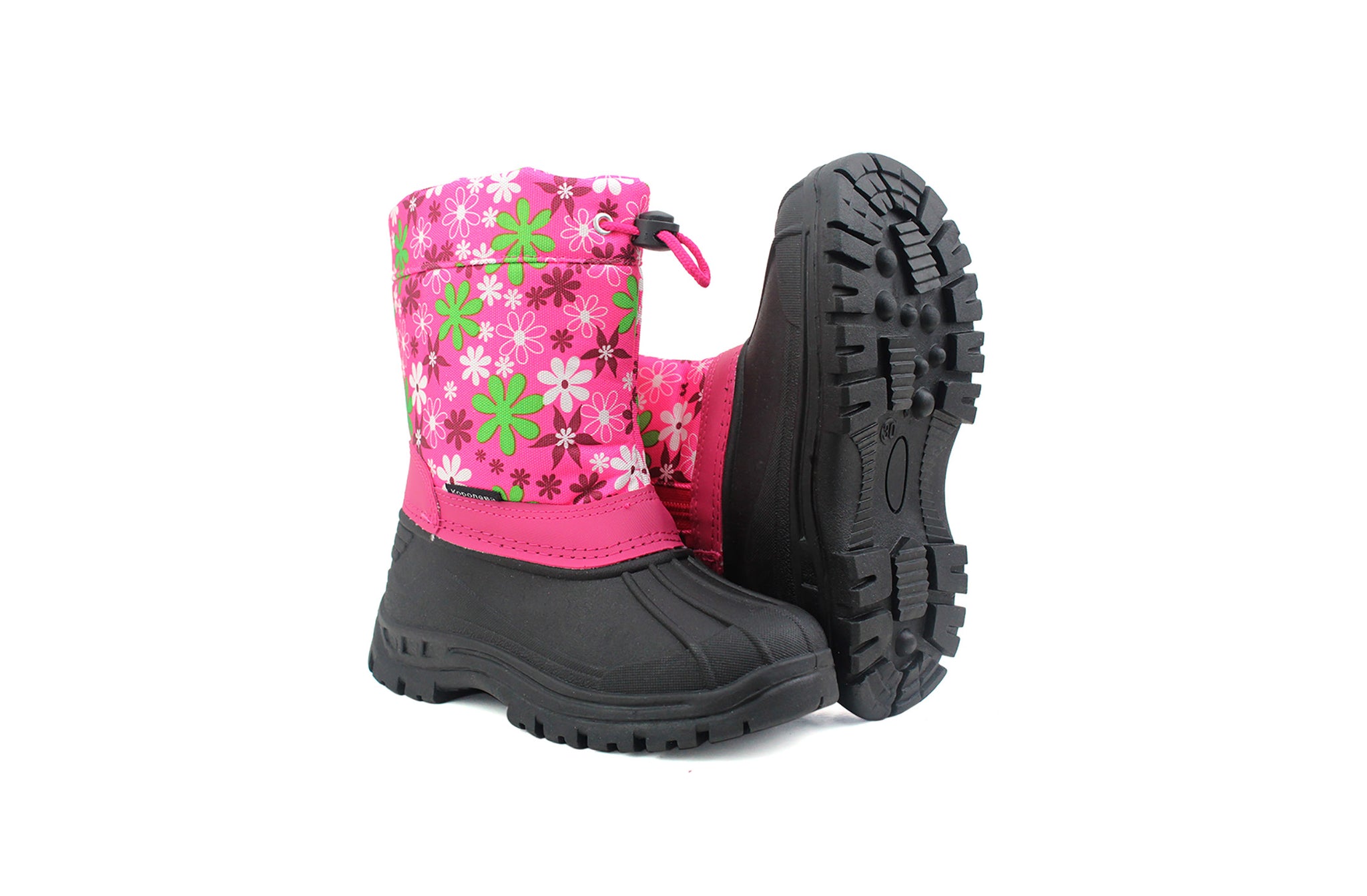 Girls Kids Youth Pink Floral Pattern Thermal Fleece Lined Water Resistant Snow Boots