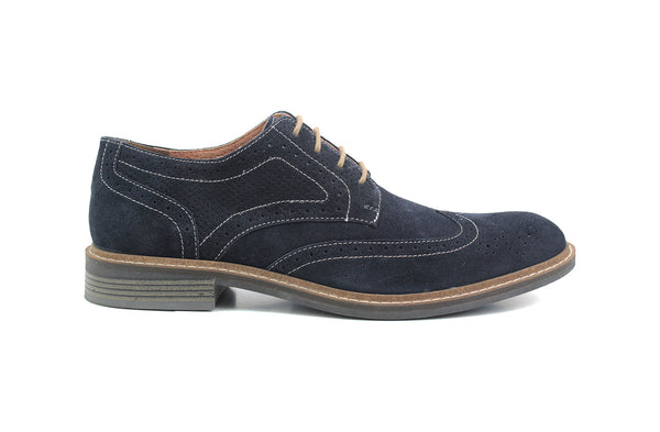 Roamers Mens Navy Suede Leather Brogues