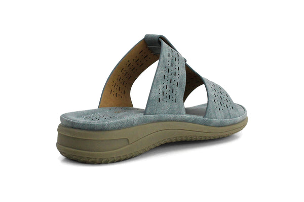 Cushion Walk Womens Blue Slip On Summer Mules Sandals