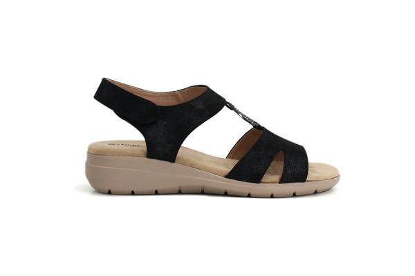 Cushion Walk Women's Black Slingback Touch Fasten Summer Sandals
