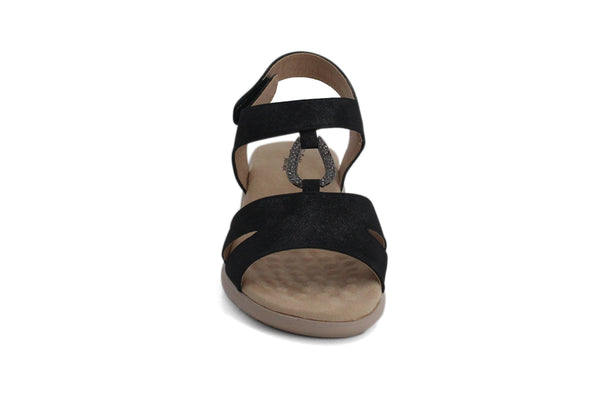 Cushion Walk Women's Black Slingback Touch Fasten Summer Sandals