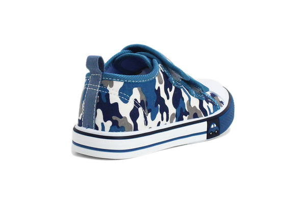 Boys Kids Toddlers Blue Camouflage Touch Fasten Strap Sneaker Trainers