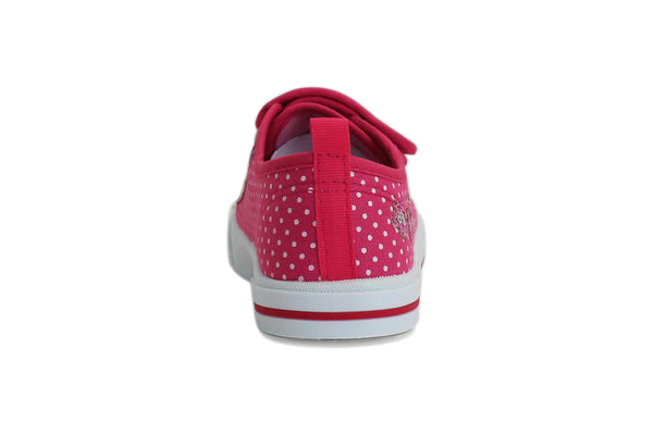 Girls Kids Toddlers Pink Polka Dot Touch Fasten Strap Sneaker Trainers