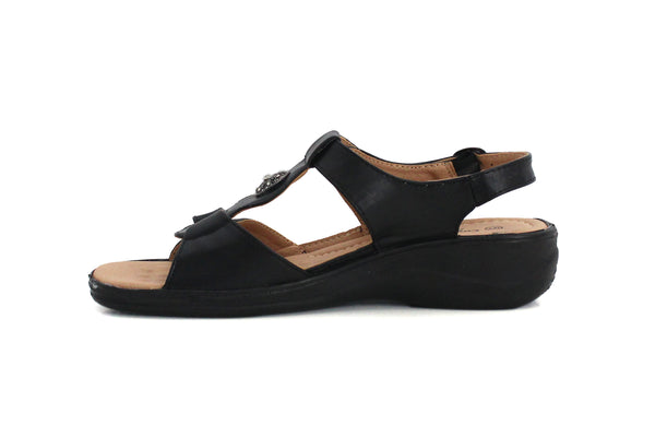 Cushion Walk Womens Black Touch Fasten Slingback Summer Sandals