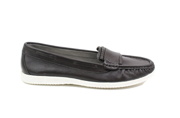 Womens Grey Leather Slip On Flat Office Nurse Loafers