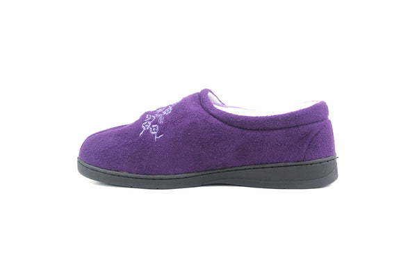 Womens Lilac Purple Memory Foam Warm Lined Hard Sole Slippers