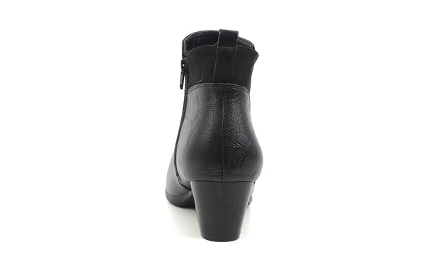 CIPRIATA Womens Black Zip Up Mid Block Heel Chelsea Ankle Boots