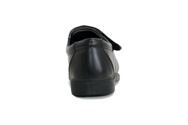 Boys Youth Kids Black Touch Fasten Strap School Shoes