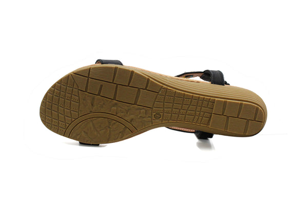 CIPRIATA Womens Black Low Wedge Slip On Slingback Jewelled Sandals