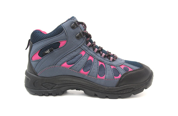 Womens Navy Pink Lace Up Hiking Boots