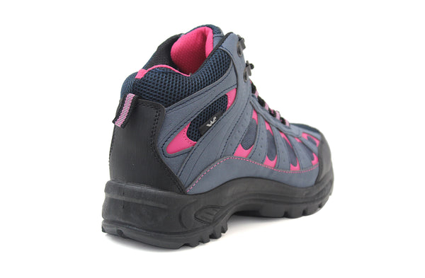 Womens Navy Pink Lace Up Hiking Boots