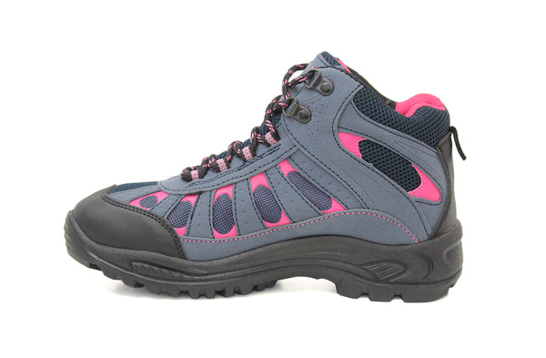 Womens Navy Pink Lace Up Hiking Boots