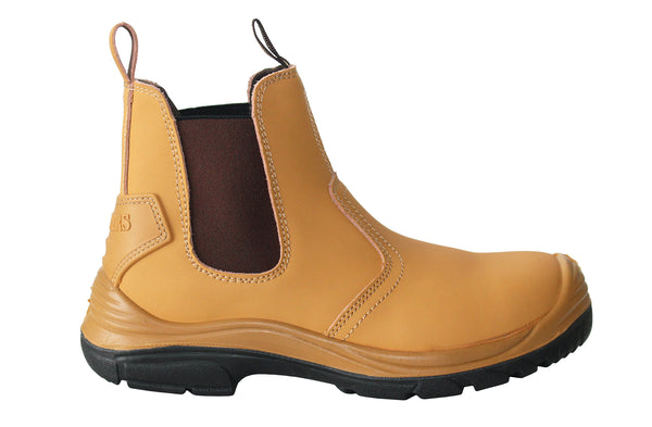 Grafters Mens Tan Coated Leather Steel Toe Cap Safety Dealer Boots