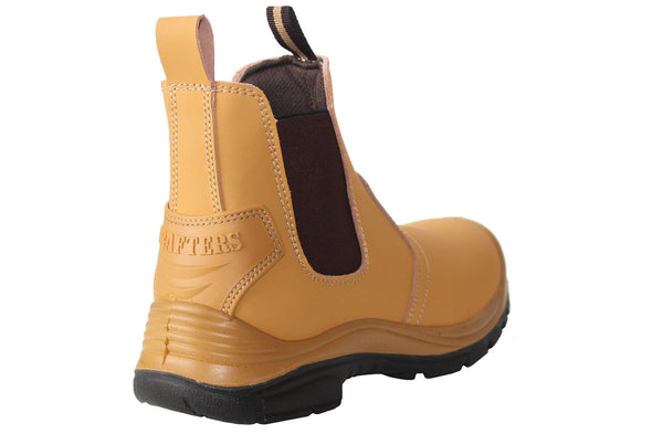 Grafters Mens Tan Coated Leather Steel Toe Cap Safety Dealer Boots