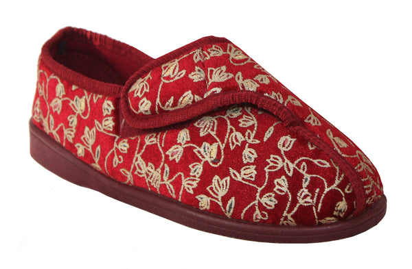 Womens Red Diabetic Orthopaedic Touch Fastening Slippers