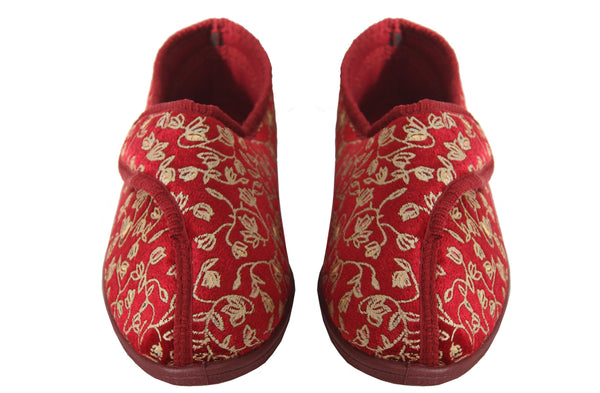 Womens Red Diabetic Orthopaedic Touch Fastening Slippers