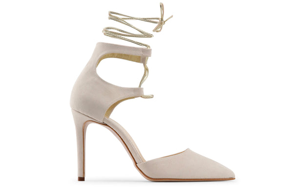 Made In Italia Womens Beige Ankle Tie Strappy Stiletto Heels