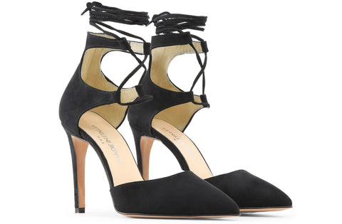 Made In Italia Womens Black Ankle Tie Strappy Stiletto Heels