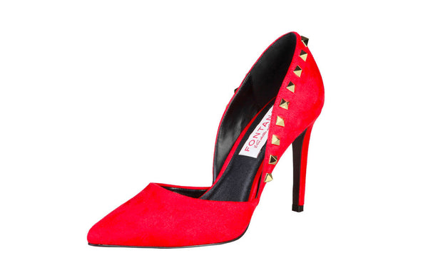 Fontana 2.0 Womens Red Studded Stiletto Heel Court Shoes