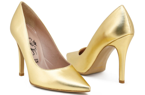 Paris Hilton Womens Gold Stiletto Heel Court Shoes